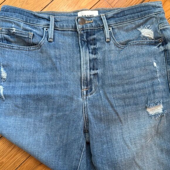 Frame Le Beau Crop Distressed Jeans - Picture 2 of 7
